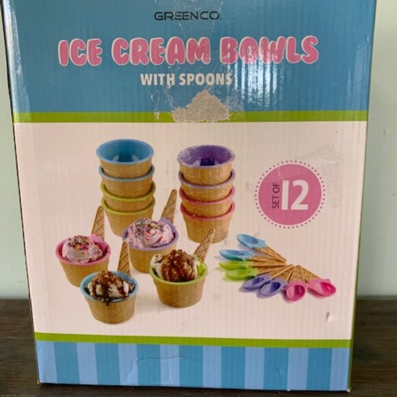 Greenco Ice-Cream Bowl & Spoon - Set of 12 - Picture 1 of 4